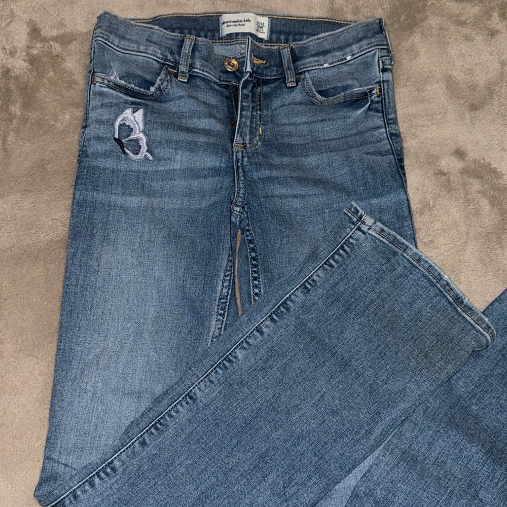 Girls low rise boot cut jeans with butterflies